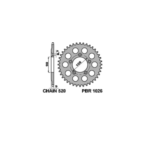1026 41 C45 Corona Pbr Passo 520 - 36 > 44 Denti Per Ducati Lagunaseca 1987-1026-41-C45-124084