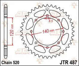JT SPROCKETS JTR487.37 SPROCKET REAR 37T 520