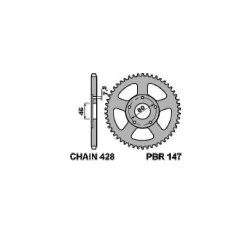 147 53 L Corona Pbr Passo 428 - 50 > 56 Denti Per Fantic Motor Trial 1983-147-53-L-124241