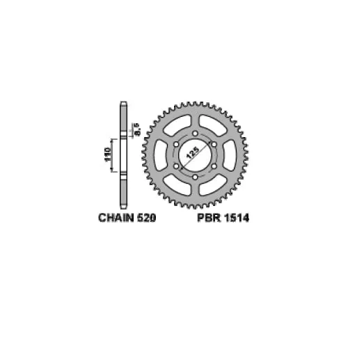 1514 51 C45 Corona Pbr Passo 520 - 38 > 53 Denti Per Gilera Er-dakota 1985 > 1989-1514-51-C45-124328