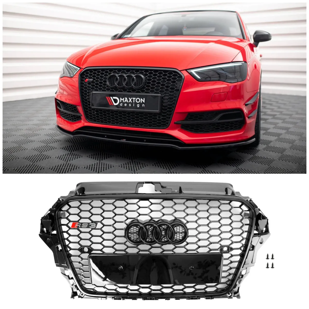 Grille de pare-chocs avant en nid d'abeille de Style RS3 pour Audi A3 S3 2013-2016 noir brillant