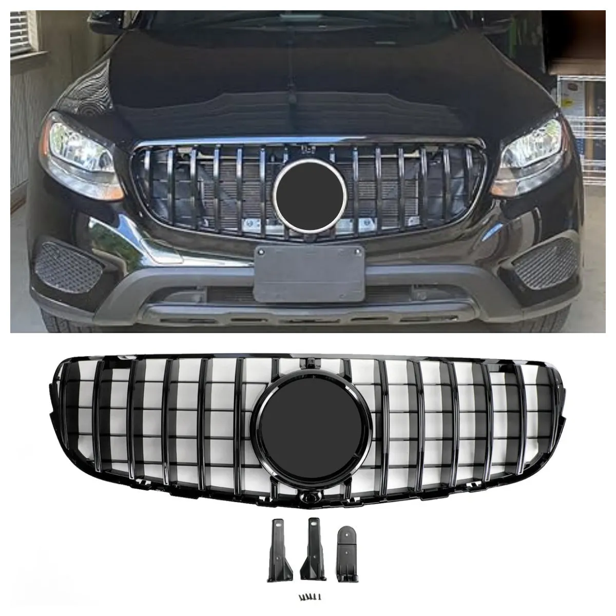 Calandre Noir Brillant Mercedes-Benz Classe GLC X253 GLC300 GLC350 2015-2019 avec caméra de recul