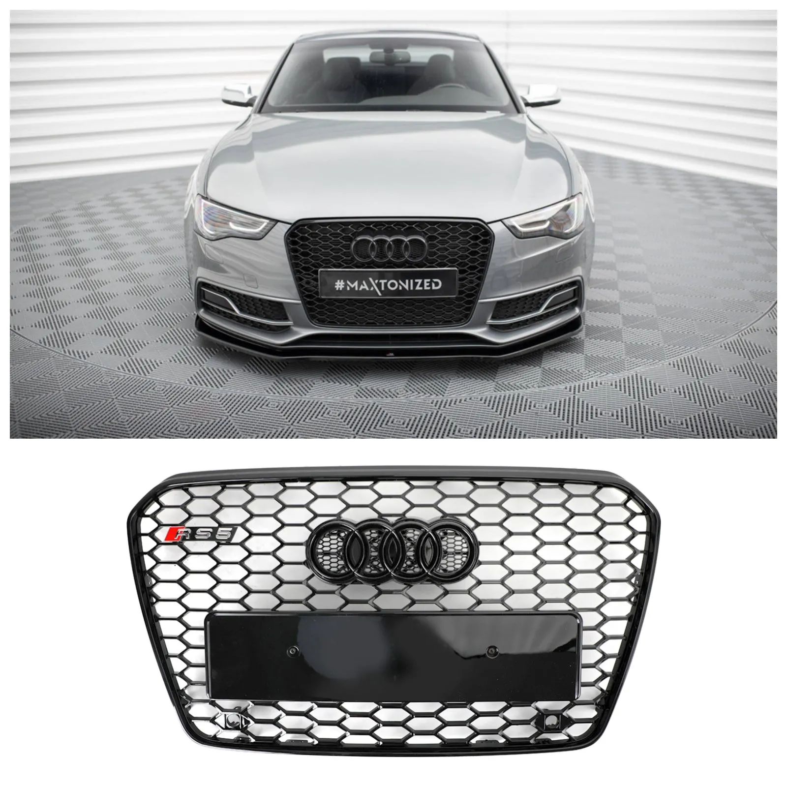 Calandre avant 2013-2016 Audi A5 / S5 Style nid d'abeille en maille pour pare-chocs avant