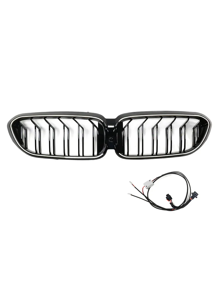 Calandre avant à double lamelles pour BMW Série 5 G30 G31 2017-2020, noir brillant