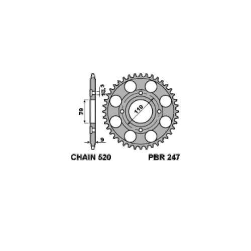 247 41 C45 Corona Pbr Passo 520 - 35 > 41 Denti Per Honda Cm Custom 1982 > 1984-247-41-C45-124458
