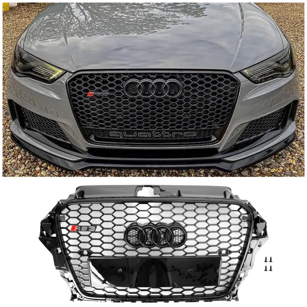 Audi A3 S3 2013-2016 RS3 Style capot avant nid d'abeille pare-chocs Grille noir