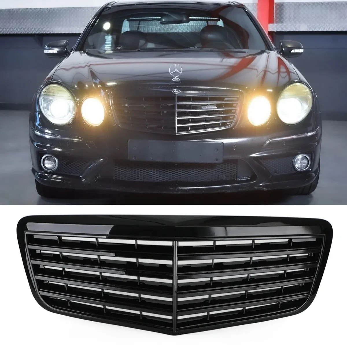 2007 Mercedes Benz W211 E350 500 Grille de pare-chocs avant AMG Noir brillant
