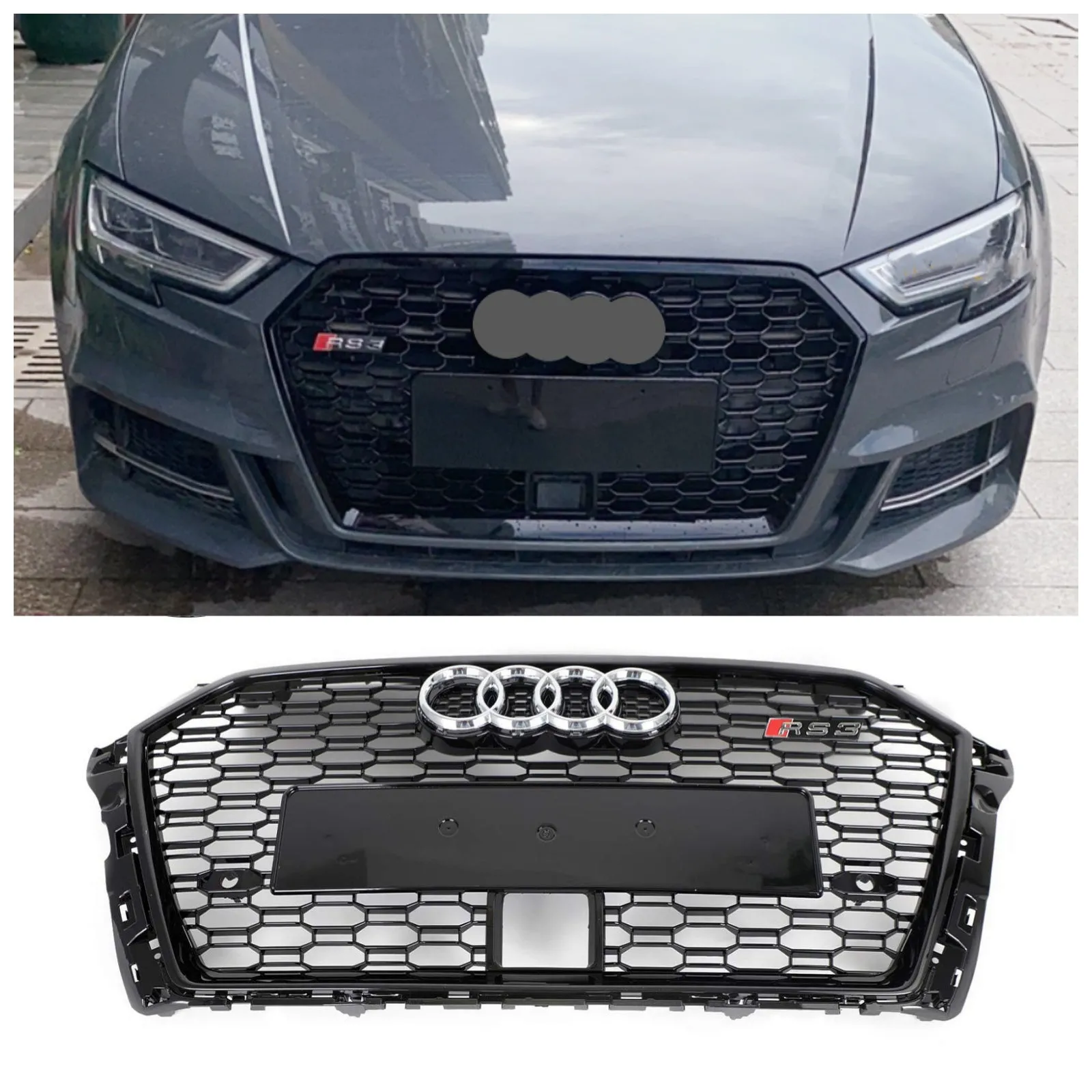 Calandre avant en plastique ABS de remplacement Direct pour Audi A3 S3 2017 – 2019 avec ACC