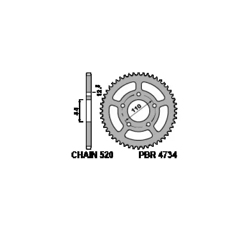 4734 40 C45 Corona Pbr Passo 520 - 38 > 40 Denti Per Honda Cmx500 Rebel 2017 > 2021-4734-40-C45-124517