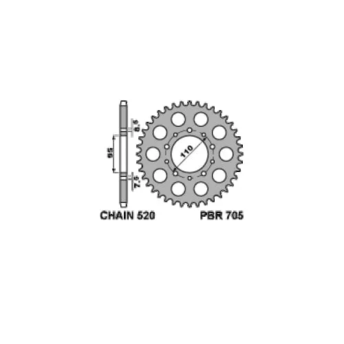 705 39 F Corona Pbr Passo 520 - 39 > 39 Denti Per Cagiva Elefant 1986 > 1987-705-39-F-123965