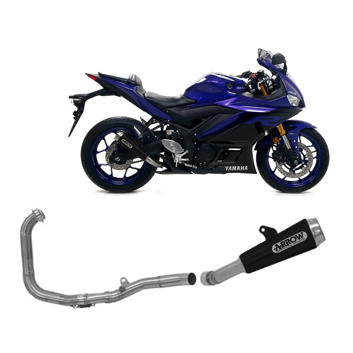 Scarico Completo Arrow Nichrom Nero Pro Race Fondello Acciaio Yamaha Yzf R3 2019 > 2020-71639MI--71894PRN-108415
