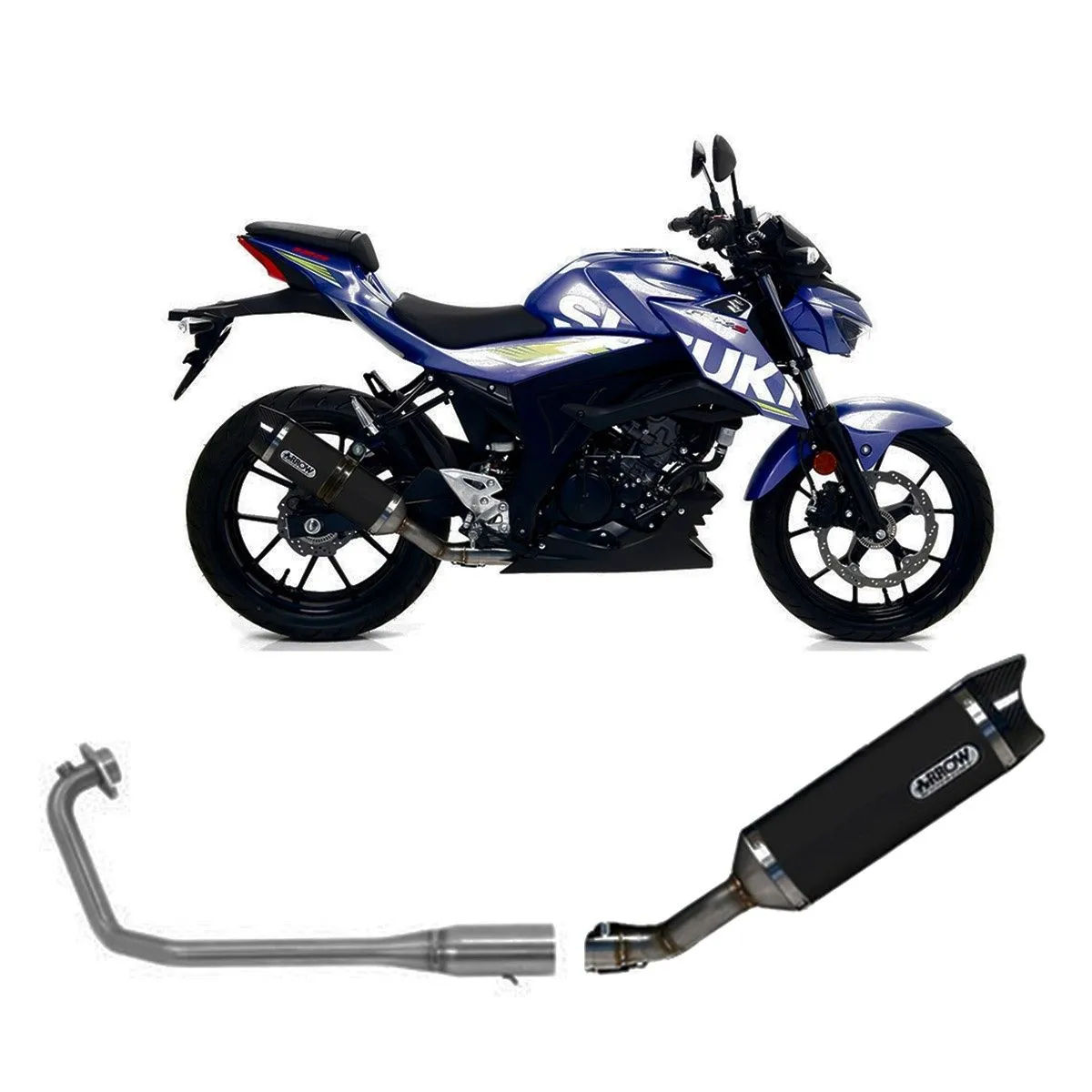 Scarico Completo Arrow Coll Racing Allu Nero Thund Fond Carb Suzuki Gsxs125 2017 > 2020-71681MI--71871AKN-108222
