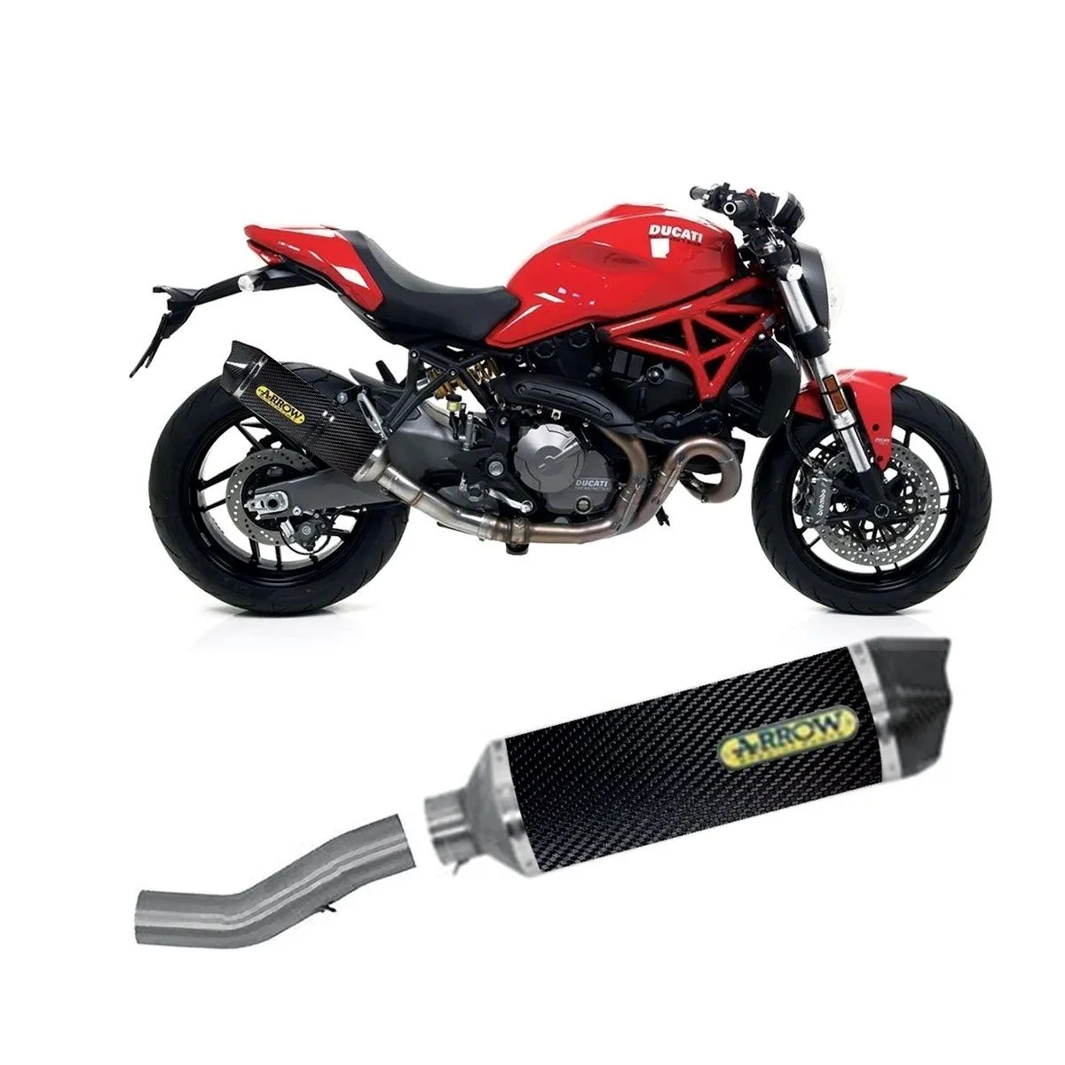 Scarico Completo Arrow Omologato Carb Racetech Fond Carb Ducati Monster 821 2019 > 2020-71687KZ--71877MK-108290