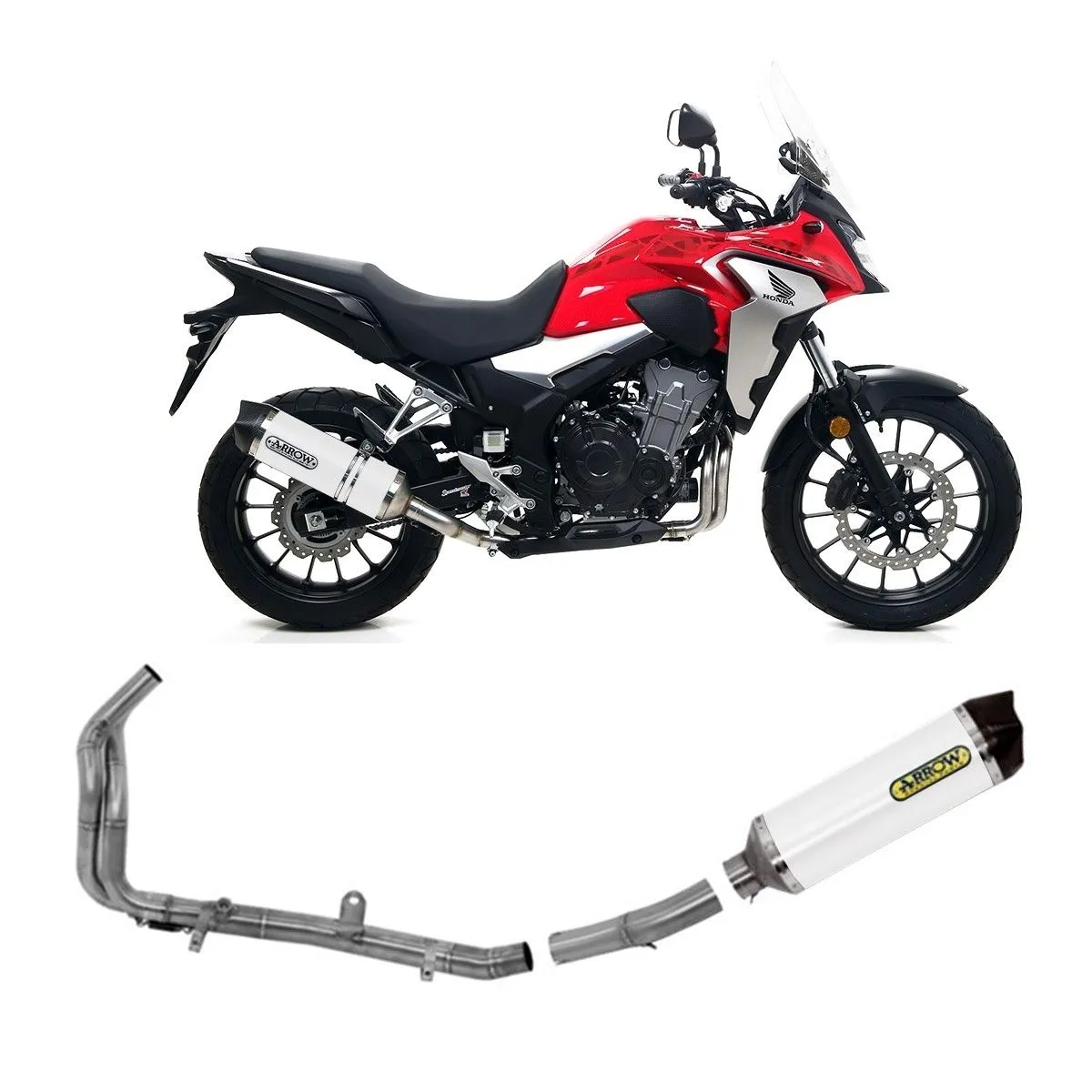Scarico Completo Arrow Omol Race All Bianco Fondell Carbonio Honda Cb 500 X 2019 > 2020-71710MI--71709MI--71859AKB-108129