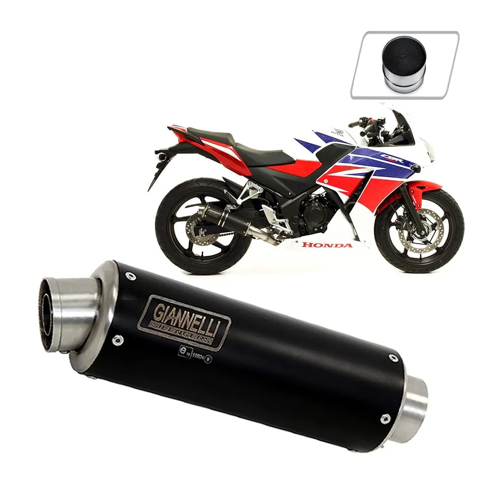 Scarico Completo Terminale Inox Nero + Cat Giannelli Honda Cbr 300 R 2014 > 2016-73509XP--70513CT-106810