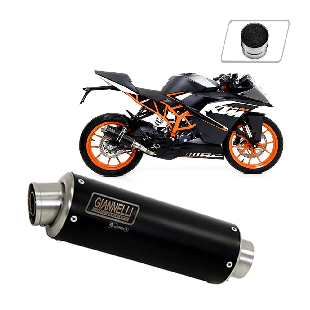 Terminale Scarico Giannelli Xpro Acciaio Inox Nero + Cat Ktm Rc 125 2015 > 2016-73523XP--70506CT-107247