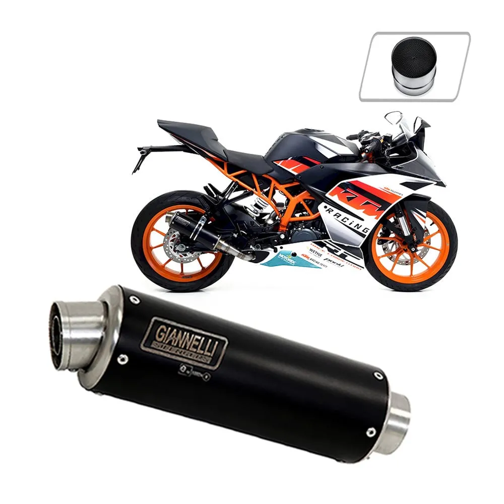 Terminale Scarico Giannelli Xpro Acciaio Inox Nero + Cat Ktm Rc 390 2015 > 2016-73523XP--70506CT-107275