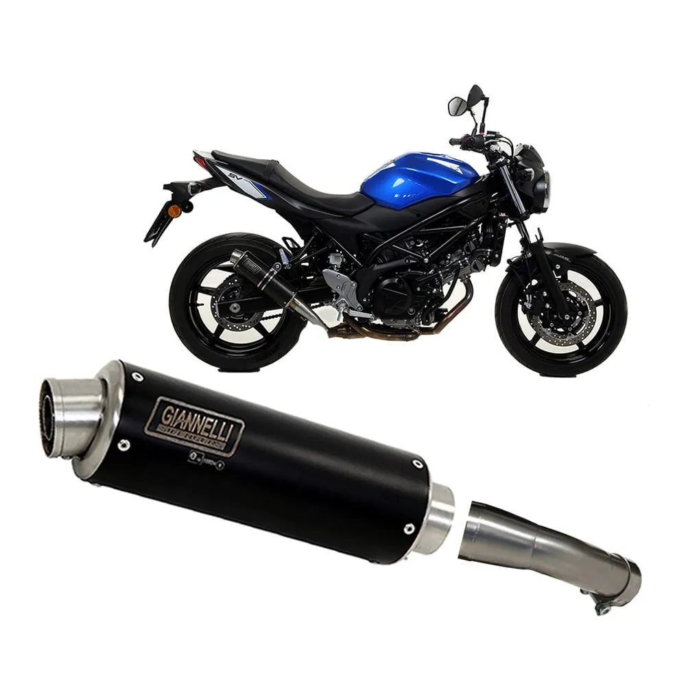 Terminale Scarico Giannelli Xpro Inox Nero + Raccordo Suzuki Sv650 2016 > 2021-73569XP--71077IN-107432