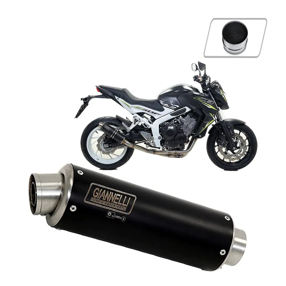 Scarico Completo Terminale Inox Nero + Cat Giannelli Honda Cb 650 F 2014 > 2016-73579XP--70506CT-106870