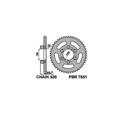 7851 40 C45 Corona Pbr Passo 520 - 40 > 41 Denti Per Gilera Gfr 1993-7851-40-C45-124306