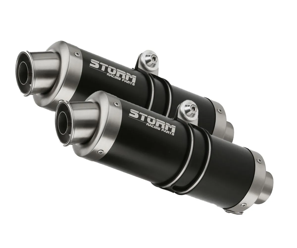 Scarichi Storm By Mivv Nero Oval Acciaio Inox Per Suzuki Gsx-r 1300 Hayabusa 2008 > 2017-74.S.052.LX2B-108033