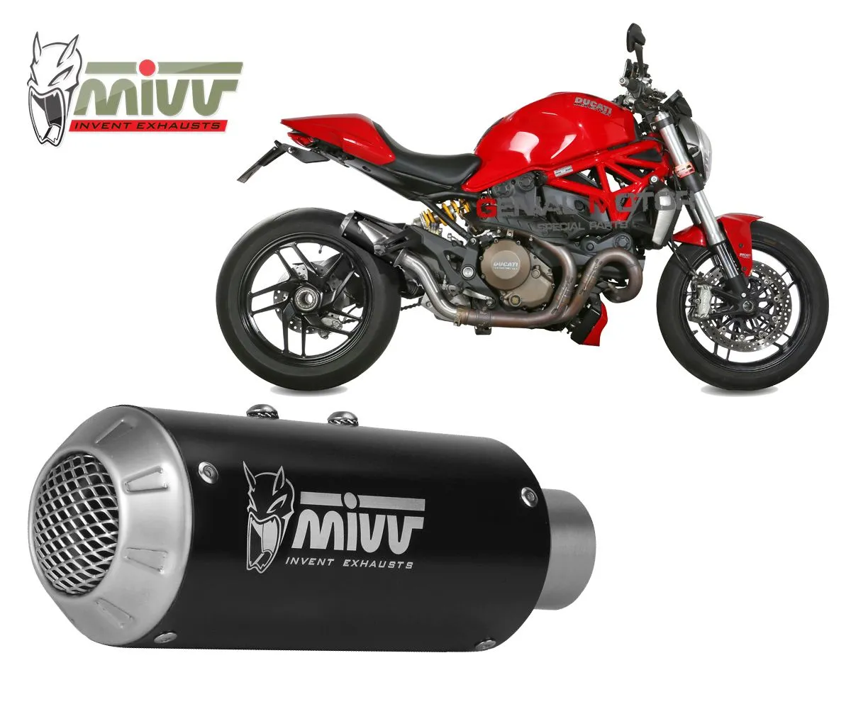 Terminale Scarico Mivv Mk3 Black Inox Nero Per Ducati Monster 1200 2014 > 2016-D.030.SM3B-107777