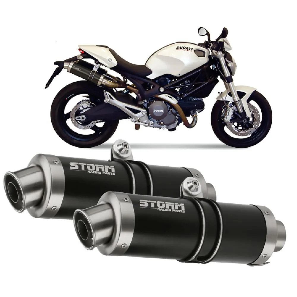 Scarichi Storm By Mivv Nero Gp Acciaio Inox Per Ducati Monster 696 2008 > 2014-74.D.023.LXSB-107923