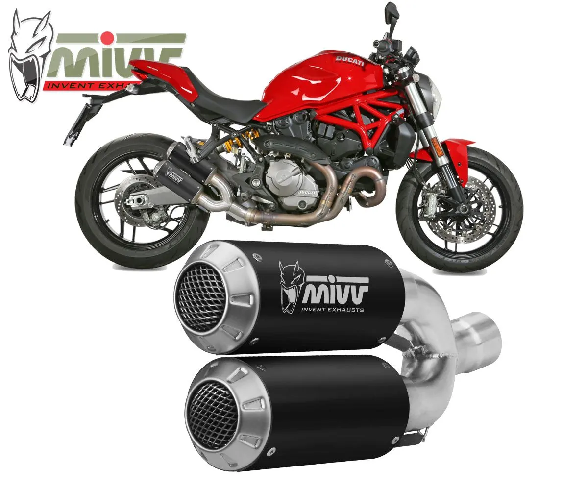 Terminali Scarichi Mivv Mk3 Black Inox Nero Per Ducati Monster 821 2018 > 2020-D.042.SM3B-107837
