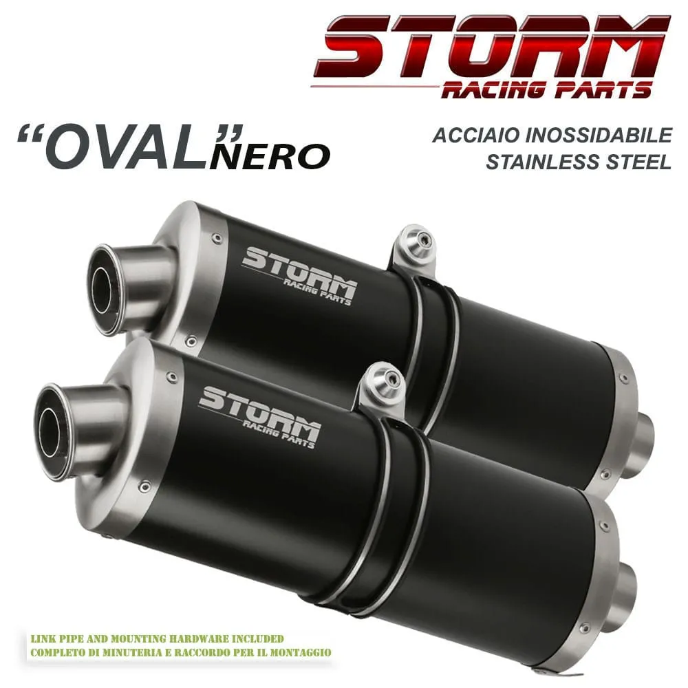 Scarichi Storm By Mivv Nero Oval Acciaio Inox Per Ducati Multistrada 1100 2006 > 2009-74.UD.010.LX2B-107949