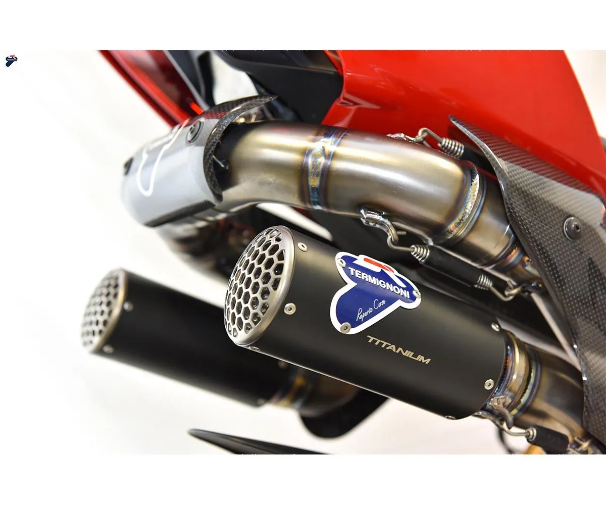 Coppia Terminali Di Scarico Termignoni D200 Rht Racing Titanio Nero Ducati Panigale V4 2018 > 2023-D20009440TNT-214298