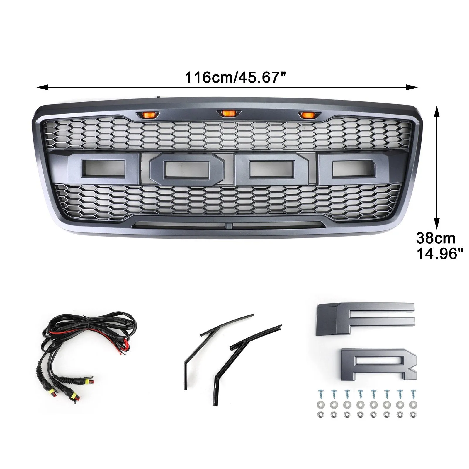 2007 F150 Grille de rechange pour grille de capot en maille avant Ford Style Raptor avec LED générique