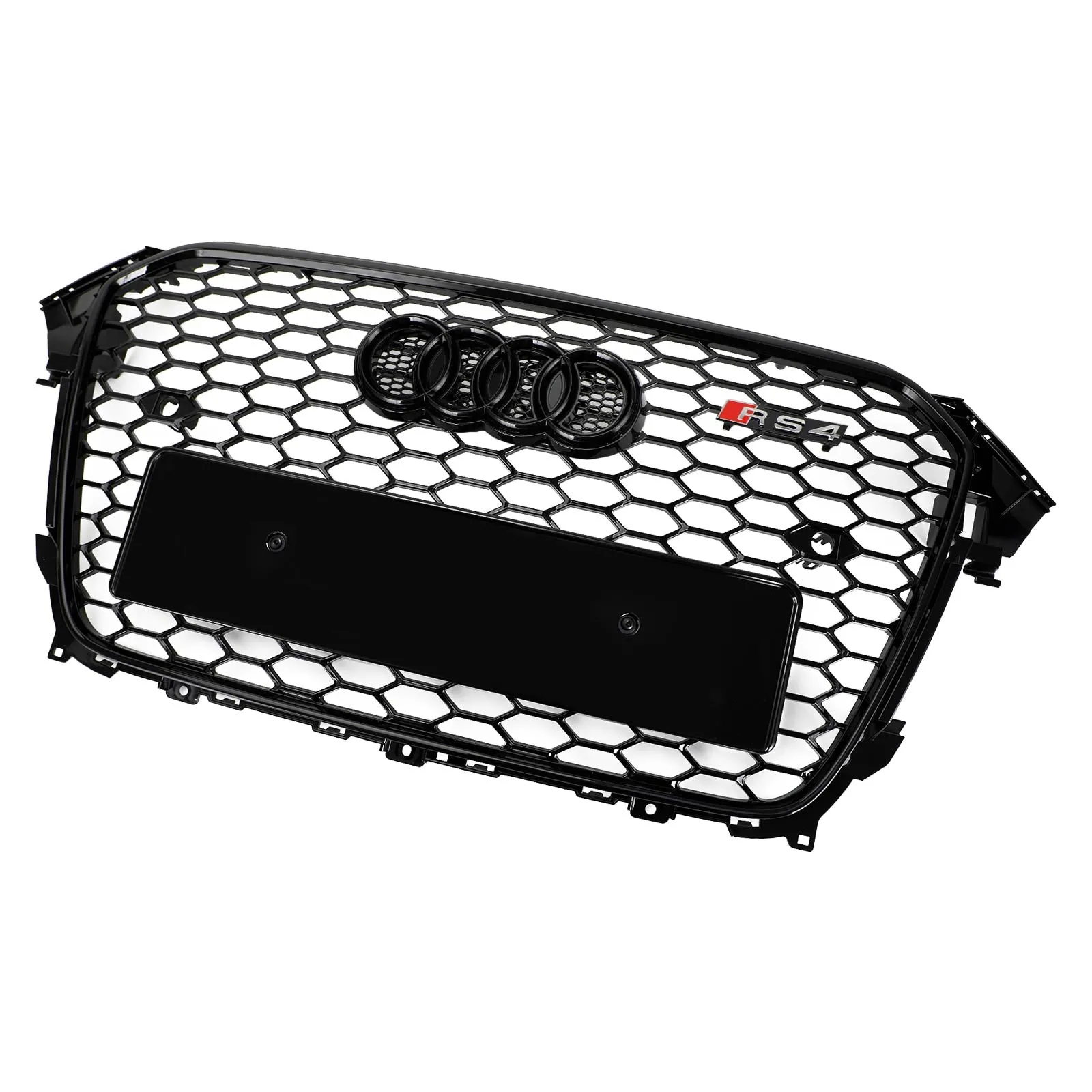 Grille de pare-chocs avant en mesh style RS4 pour Audi A4 S4 2013-2016, noir brillant