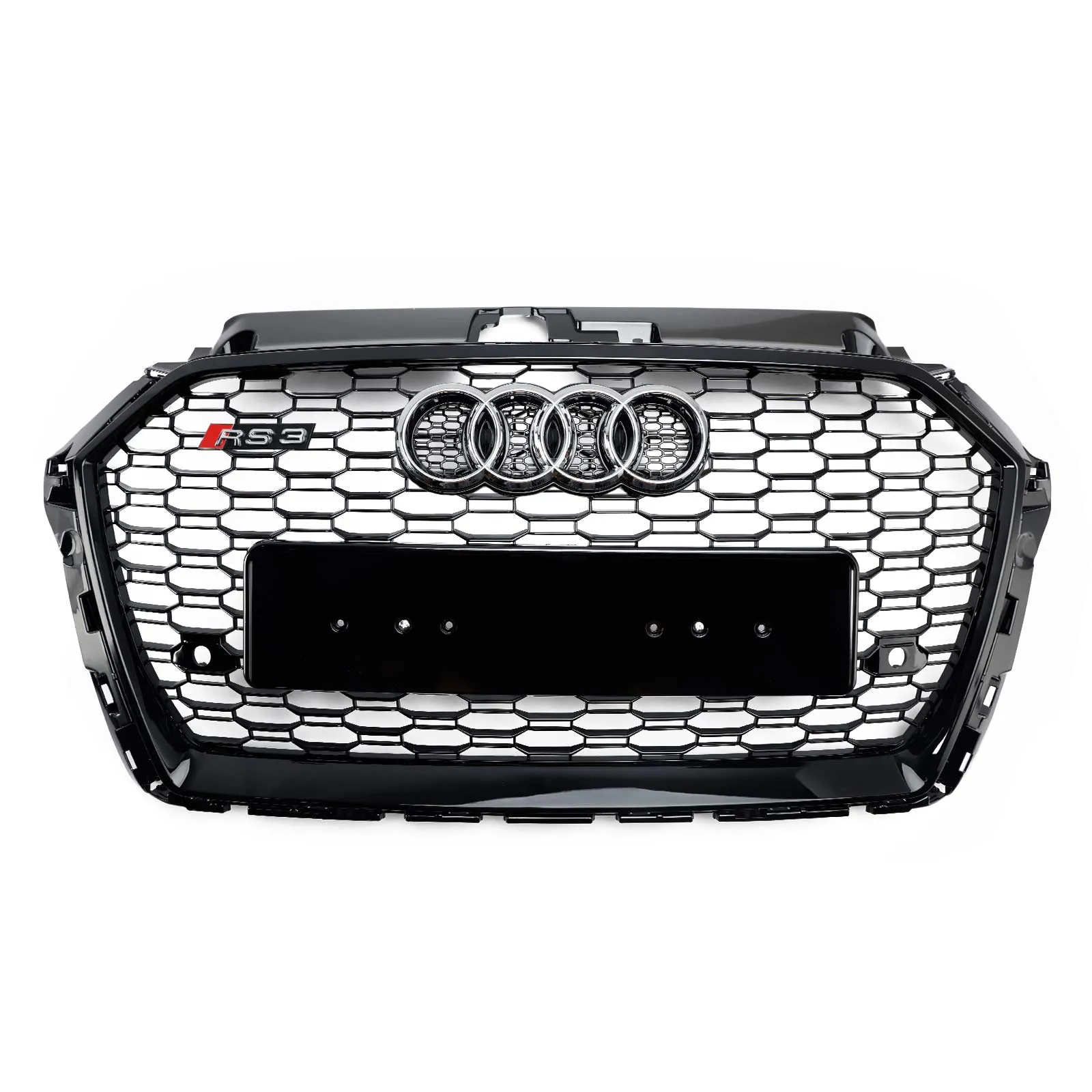 Grille avant RS3 pour Audi A3 S3 RS3 8V 2017 2018 2019 en maille nid d'abeille noir style non ACC