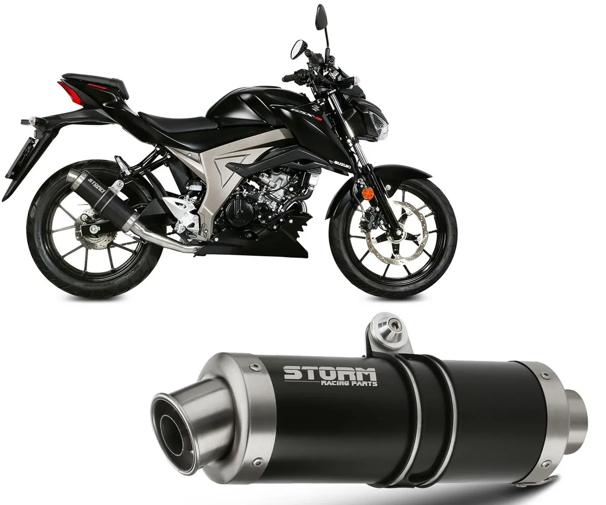 Impianto Completo Di Scarico Storm By Mivv Nero Gp Acciaio Inox Per Suzuki Gsx-r 125 2017 > 2020-74.S.055.LXSB-108015