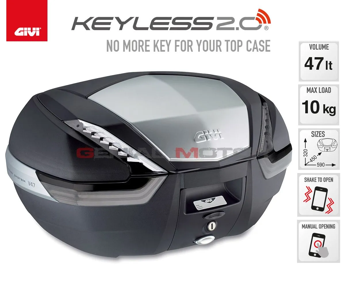 Valigia Givi V47 Keyless 2.0 47lt Per Aprilia Pegaso 650 Strada 2005 > 2011 V47ntkl-V47NTKL--SR79-182367