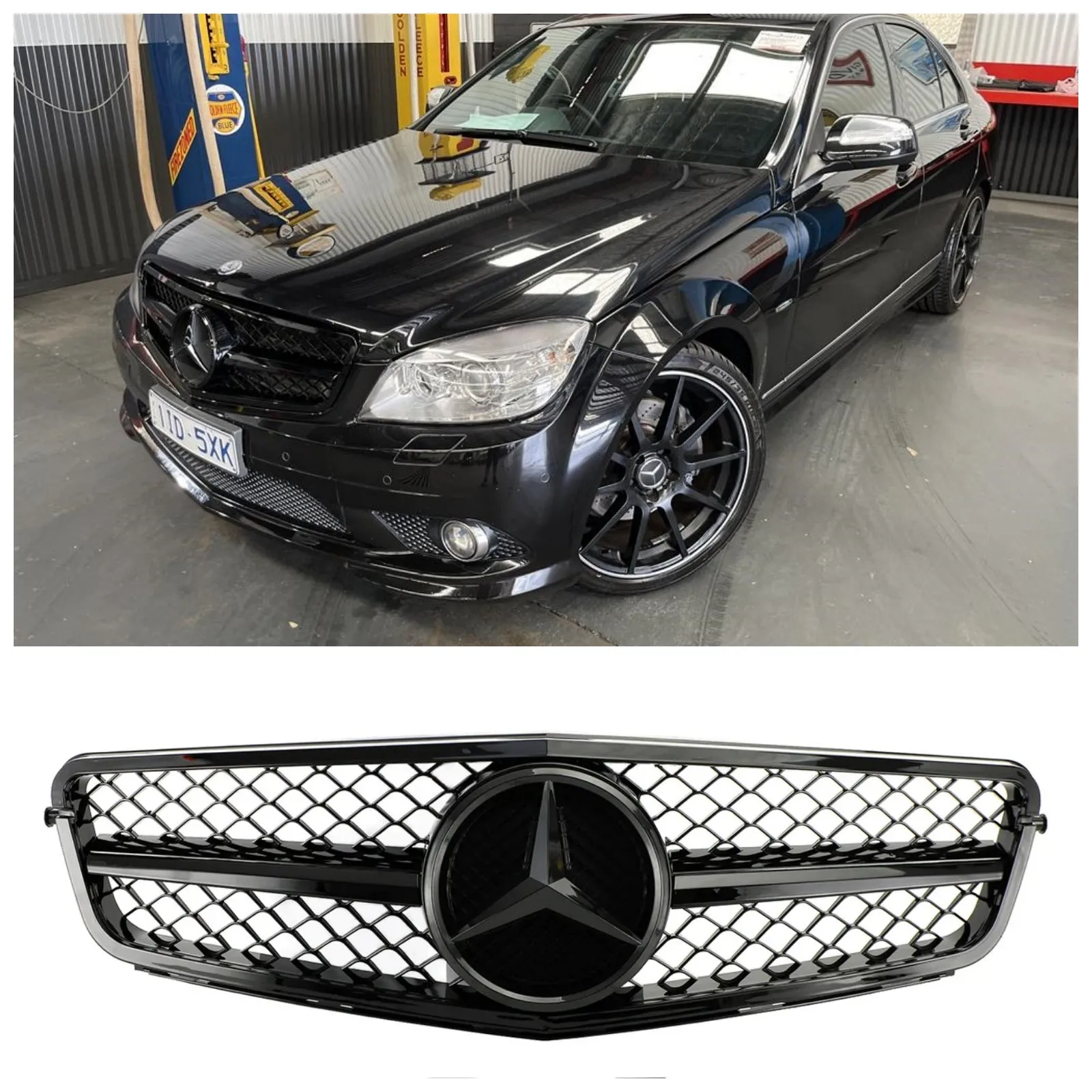 2008-2014 Benz W204 Classe C C63 Style Grille de calandre noire brillante générique