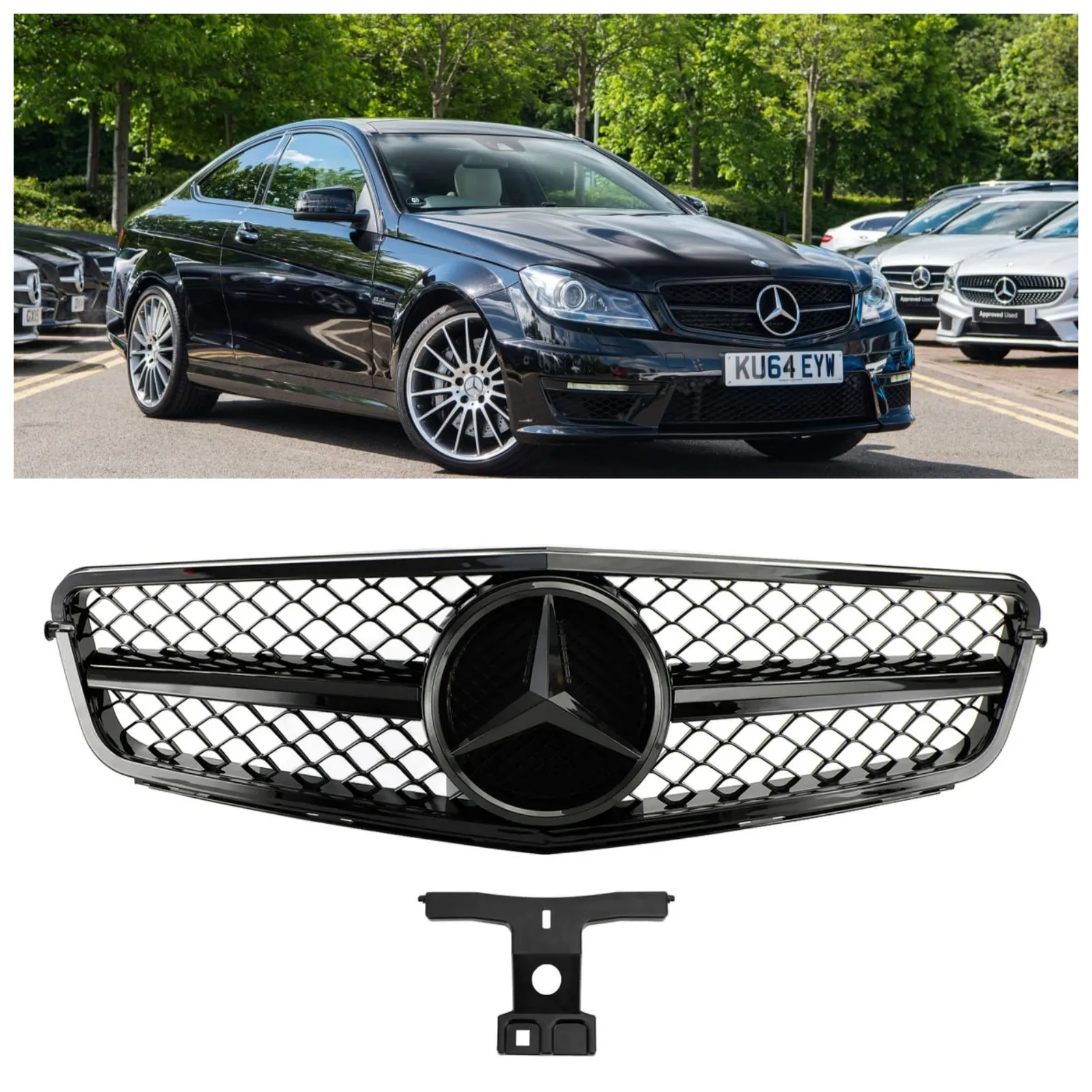 2008-2013 W204 Benz C-Class Grille de calandre noire de style C63 générique