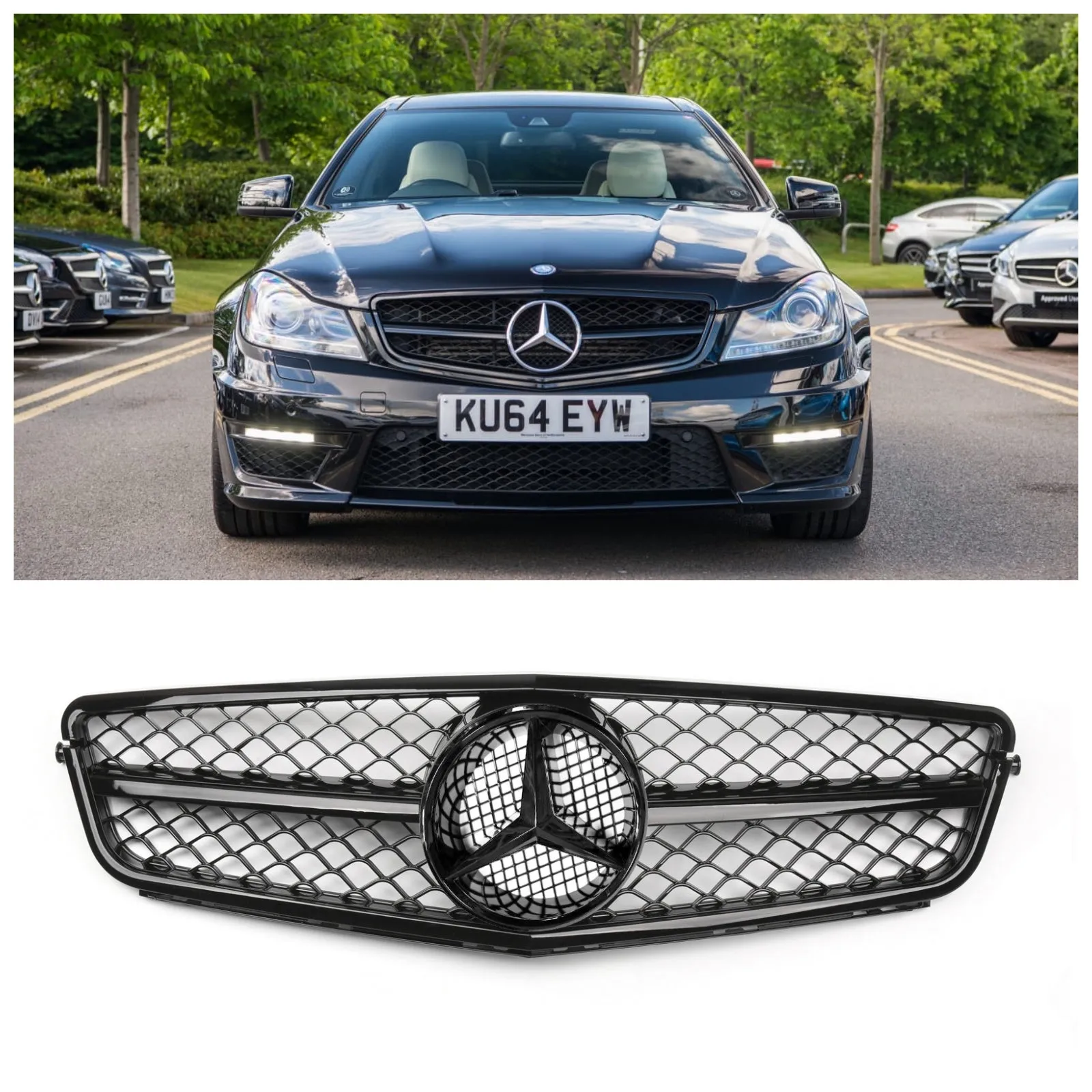 Grille de calandre noire brillante de style C63 pour BENZ W204 C-Class 2008-2014 générique