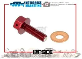 MOTOCROSS MARKETING AV3441R TAPPO DRENAGGIO OLIO MAGNETICO M8X25 ROSSO