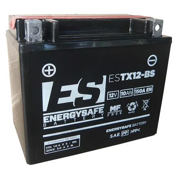 Batteria Energysafe per Yamaha XVS 650 Drag Star 97-02 ESTX12-BS da 12V/10AH (Dimensioni 152x88x131 mm)
