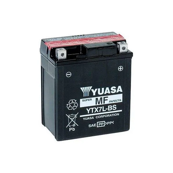 Batteria Yuasa per Benelli Leoncino 125 22-23 YTX7L-BS da 12V/6AH (Dimensioni 114x71x131 mm)