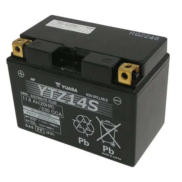 Batteria Yuasa per CFMoto 675 SR-R 2025 YTZ14S da 12V/11,2AH (Dimensioni 150x87x110 mm)