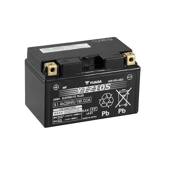 Batteria Yuasa per Yamaha R9 2025 YTZ10S da 12V/8,6AH (Dimensioni 150x87x93 mm)