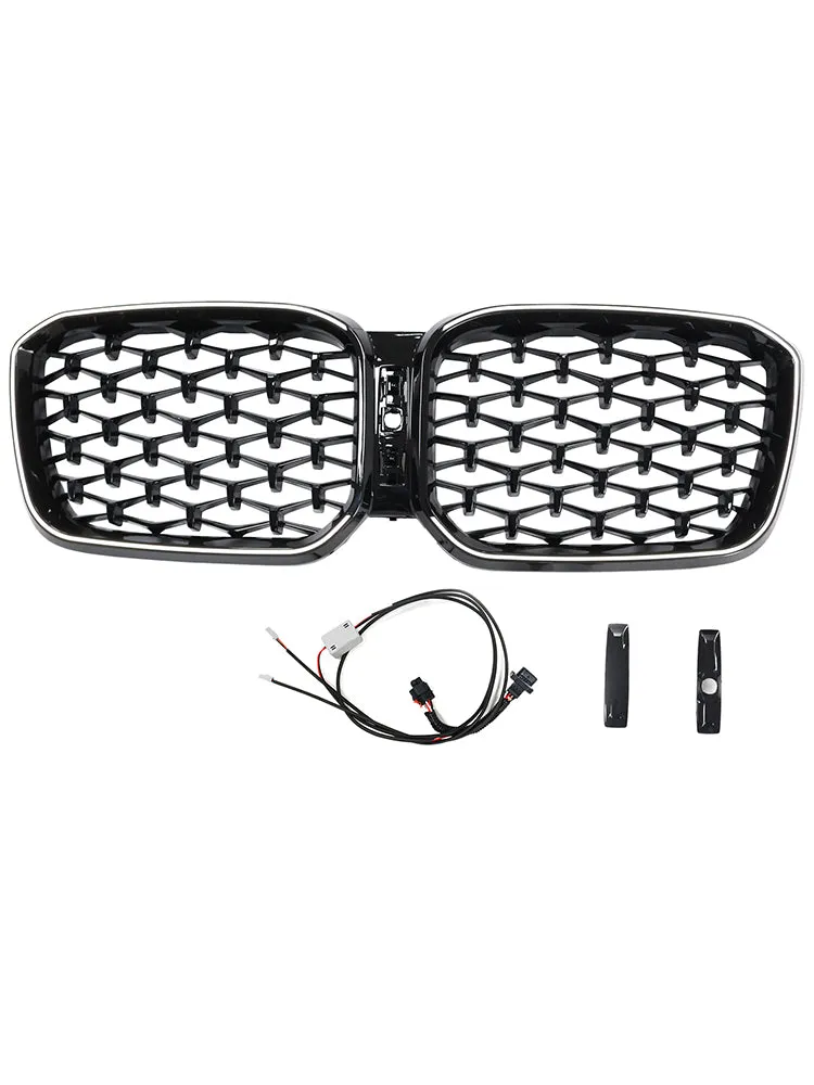 Grille de pare-chocs avant noire brillante diamantée pour BMW X3 G01 X4 G02 2022-2025