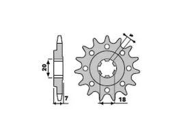 PBR 2043 PIGNONE TRASMISSIONE ACCIAIO CON FORI DI ALLEGGERIMENTO + DRYLUBE PASSO 415 / 14 DENTI