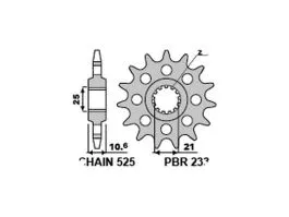 PBR 2331 PIGNONE TRASMISSIONE ACCIAIO PASSO 525 / 15 DENTI