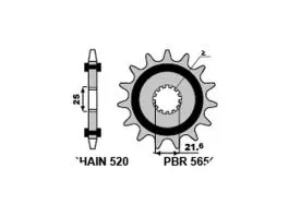 PBR 565 PIGNONE TRASMISSIONE ACCIAIO SILENZIATO PASSO 520 / 15 DENTI